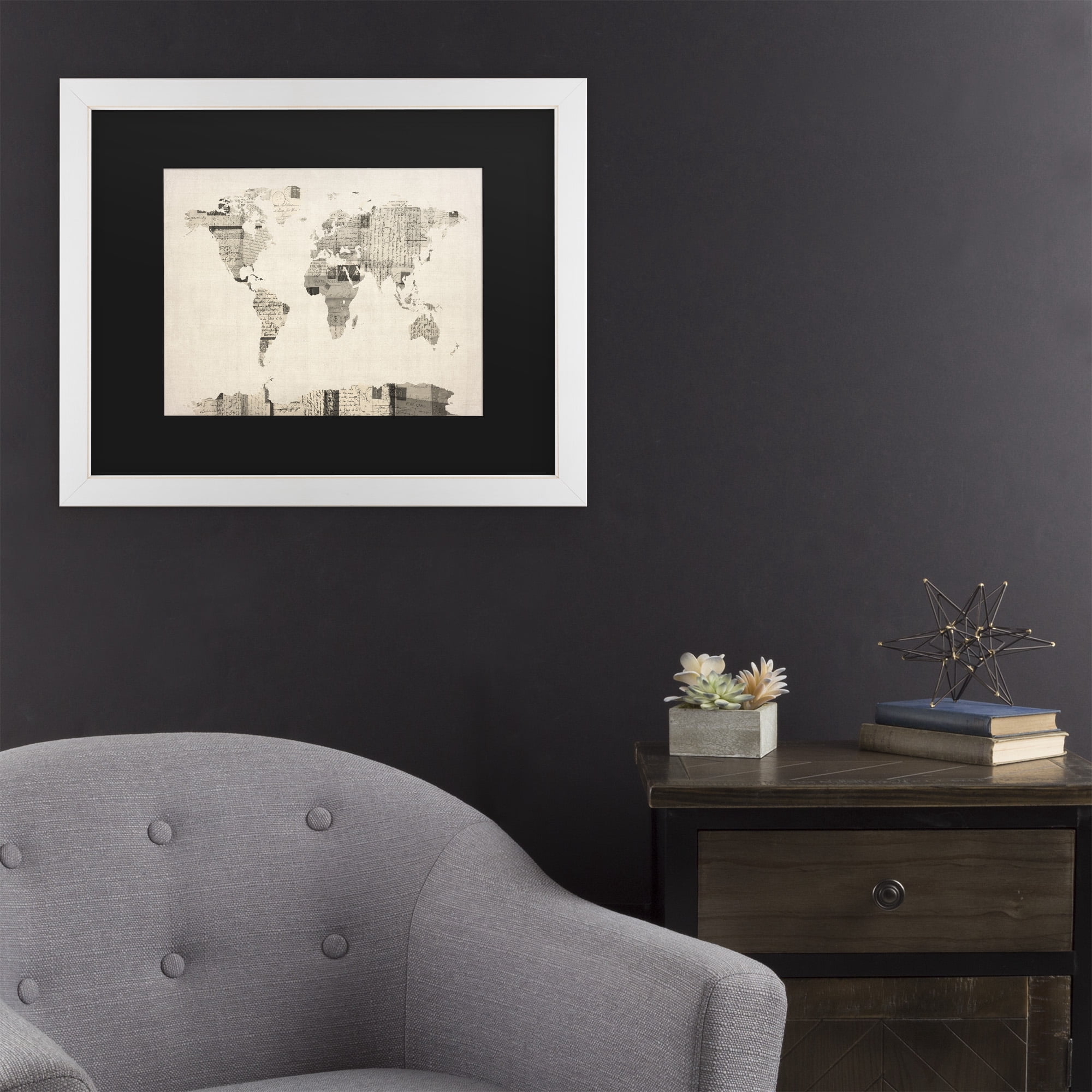 Trademark Fine Art 'Vintage Postcards World Map' Canvas Art by Michael Tompsett
