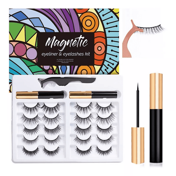 Kit de Pestañas Magnéticas 3d Impermeables 10 Pares