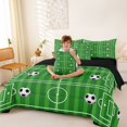 thumbnail image 3 of Manfei Cartoon Football Twin Bedding, Sport Bedding Comforter Set, Green Black White, Black Reversible 7 Pieces, 3 of 6