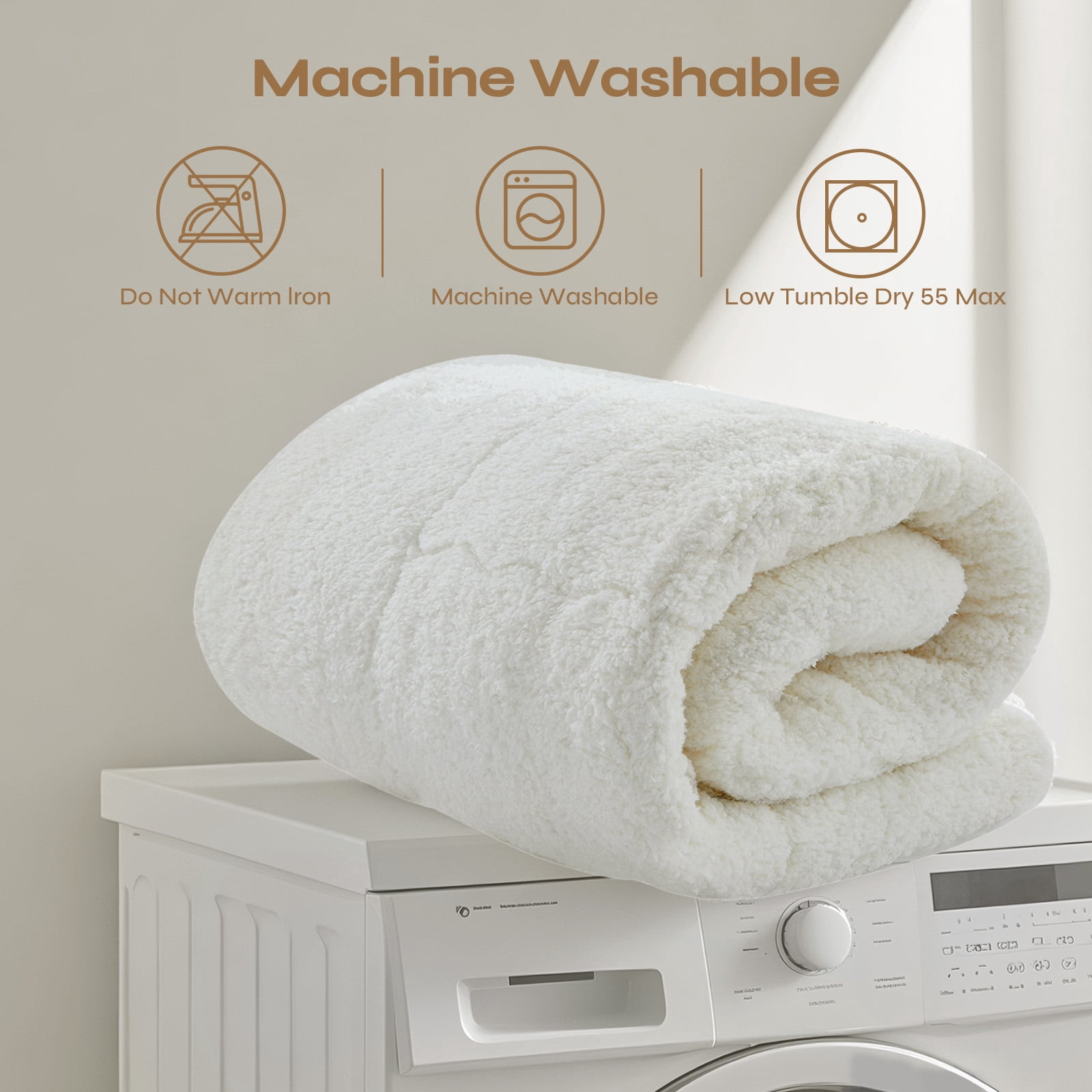 Pinmoco Extra Thick Queen Mattress Topper, Cozy Warm-retaining Sherpa Mattress Pad Pillow Top Thick Fleece Soft Mattress Protector Cover, Machine Washable