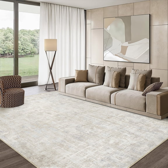 WIPONKEN 6x9 Area Rug for Living Room and Bedroom, Washable Modern Abstract Low-Pile Mat with Non-Slip Backing