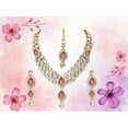 thumbnail image 5 of South Indian Bollywood Gold Plated Kundan AD CZ White & Pink Stone Bridal Matte Finish Short Necklace with Earrings & Maangtikka Jewelry Set, 5 of 6