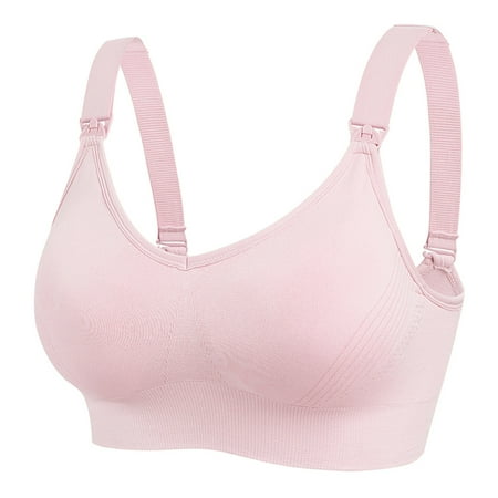 Virmaxy Women s Ultra Comfort Front Clasp Wirefree Pregnancy Sleep Bralette Comfortable Non-Steel Ring Maternity Nursing Bra for Breastfeeding Breathable Nursing Bra Underwear Pink XL