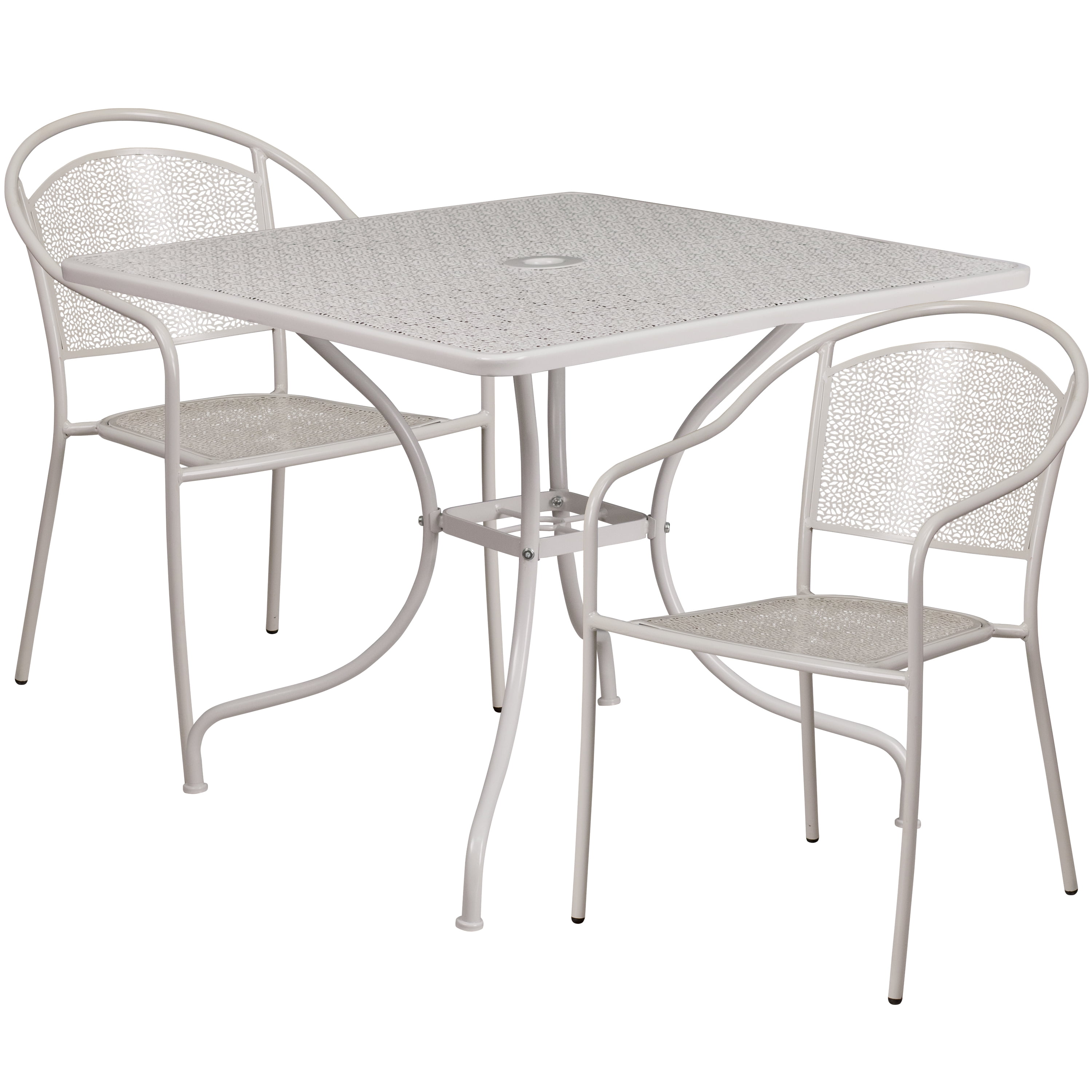 Flash Furniture 35 5 Square Indoor Outdoor Steel Patio Table Set With 2 Round Back Chairs Multiple Colors