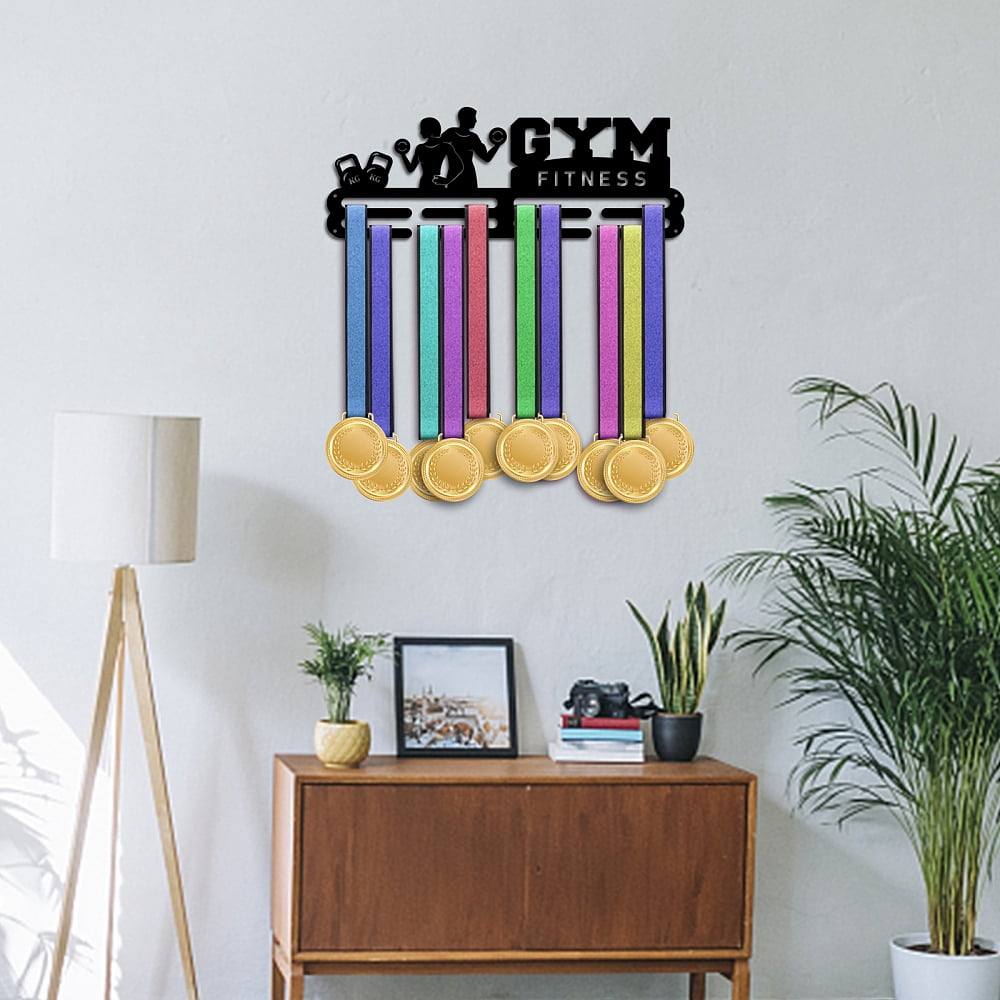 PH Fitness Medal Hanger Award Display Holders Tiered Sport Award Rack Wall Mount Metal Frame Celebration Award Ribbon Hanger