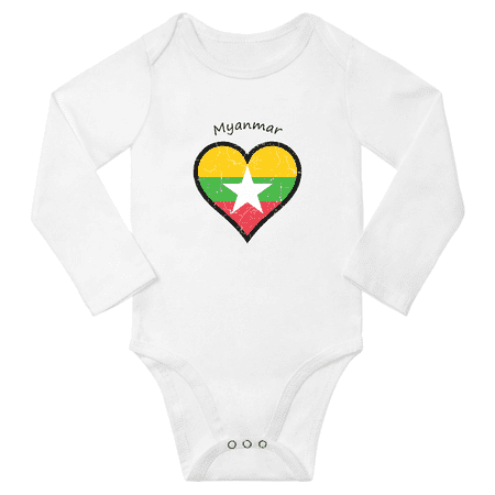 

Myanmar Flag Heart Love Baby Long Sleeve Clothing Bodysuits (White 18 Months)