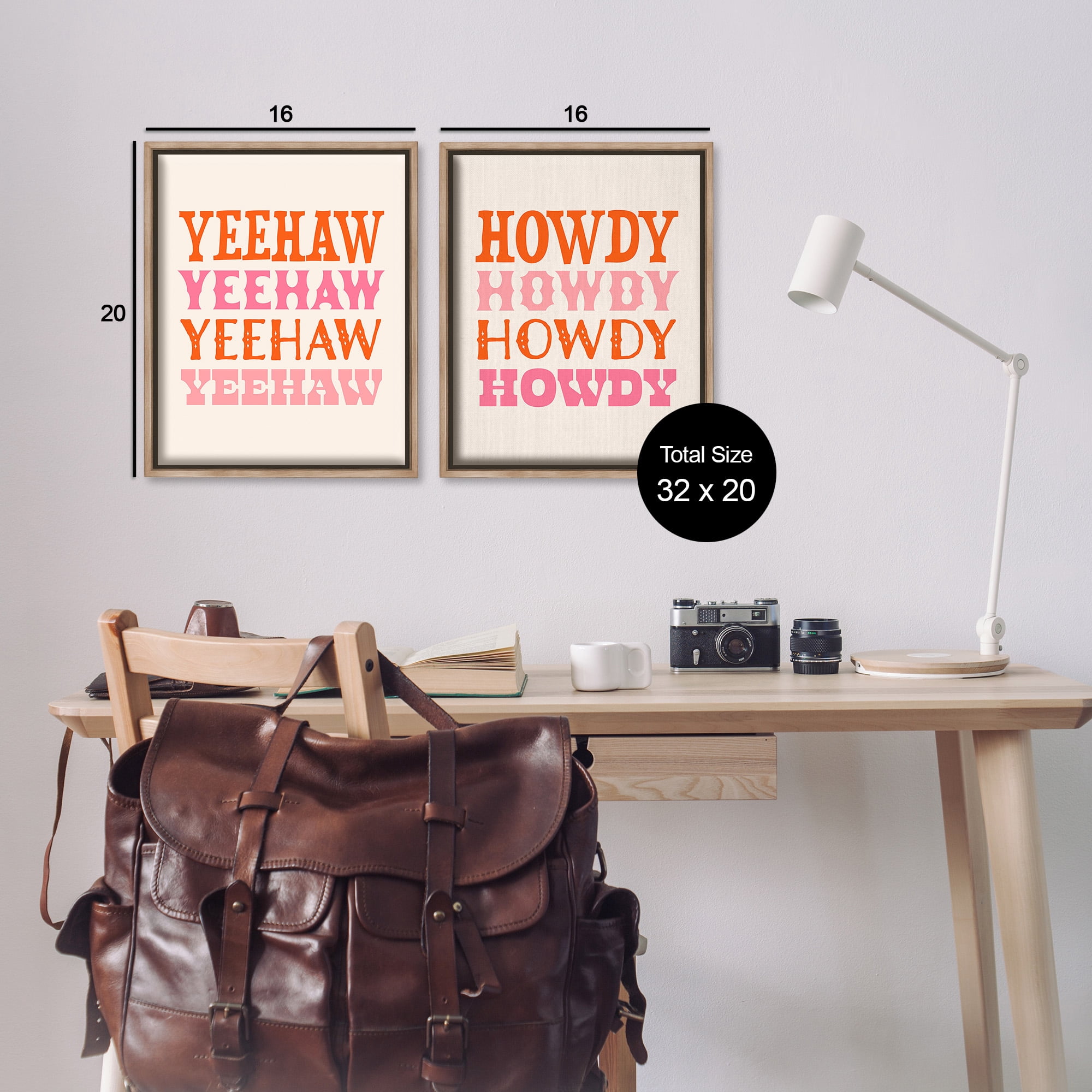 Stupell Industries Yeehaw & Howdy Typography Typography Painting Brown Floater Framed Canvas Art Print Wall Art, 17 x 21, Set of 2