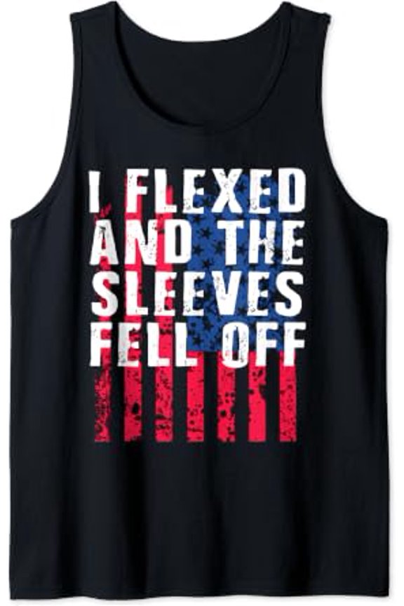 Sleeveless Gym Flex Sleeve Americana Tank Top Size S-3XL
