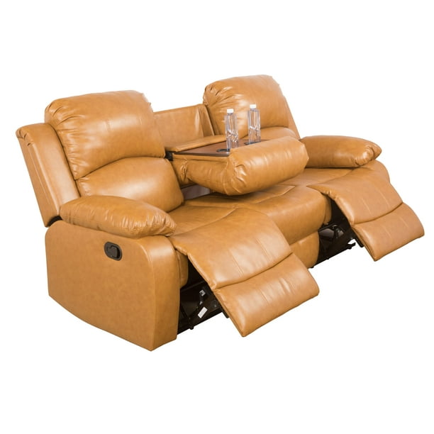 Ainehome Recliner 3 Seater Sofa Bonded, Bonded Leather Reclining Sectional
