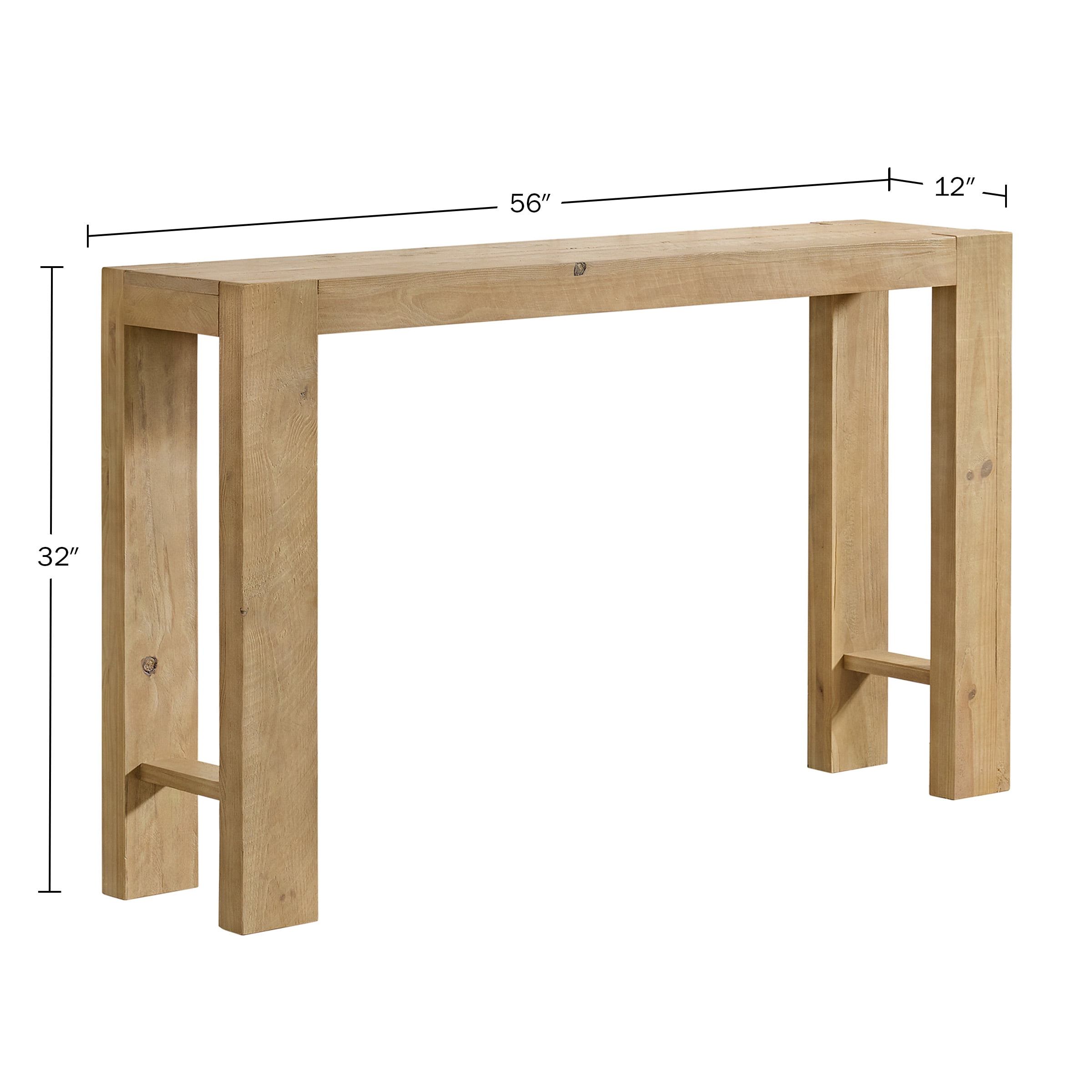 Alaterre Furniture Classic Solid Wood Console Table - 56in Modern Farmhouse Entryway Table, Lt Oak