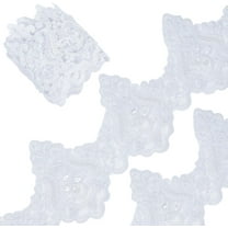 3 Yards 5 Inch White Inelastic Embroidery Trims Polyester Lace Trim Embroidered Flower Ribbon Bead Wave Pattern Ribbons for Sewing Craft Curtain Tablecloth Slipcover Bridal DIY Cloth Decor for DIY