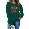 thumbnail image 4 of SwiftWear Holiday Themed Crewneck Sweatshirt for Women - Christmas Bow Pattern Long Sleeve Top Cozy Casual Festive Wear Green, 4 of 8