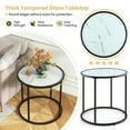thumbnail image 4 of Topcobe 20" Glass End Table with Metal Frame and Faux Marble Glass Top, Living Room Furniture Table, Sofa Table, Fashion Design, Black, 4 of 7
