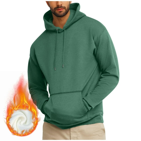 Hicidod Hoodies for Men Fleece Drawstring Hooded Collar Sweatshirts Fashion Solid Casual Long Sleeve Pullover Tops with Pocket