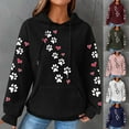 thumbnail image 5 of yardsong Dog Mom Sweatshirts Women Love Heart Dog Paw Print Waffle Knit Hoodie Drawstring Long Sleeve Pullover with Pockets Black,M, 5 of 5