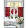 thumbnail image 4 of Floral Sheer Curtains 2 Panels Set Watercolor White Red Flowers Canada Flag Style Sheer Window Curtains Light Filtering Rod Pocket Voile Drapes for Bedroom Living Room 52"x54", 4 of 9