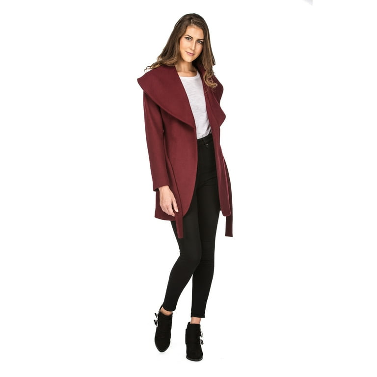 Shawl collar wrap coat deals