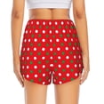 thumbnail image 4 of Xecao's White and Green Polka Dot for a double-layer running short for women, perfect for gym, tennis, and more, featuring a convenient pocket., 4 of 9