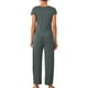 thumbnail image 3 of Conjunto de pijama casual de modal de manga corta para mujer 2 piezas, ropa de casa, pantalones largos, sudadera M gris oscuro, 3 of 5