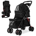 thumbnail image 4 of golytefs Double Pet Stroller for Small Cats And Dogs Foldable Kittens Puppies Travel Strolling Cart with Safety Belts Cup Holder & Lockable Wheels Dog Stroller Ideal for Multi-pet Families (Black), 4 of 8