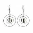 thumbnail image 1 of Black Marine Life Scallop Pattern Earrings Dangle Hoop Jewelry Drop Circle, 1 of 3