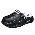 thumbnail image 3 of Rokment Chunky Platform Clogs for Women Men with Back Strap Hollow Breathable EVA Slip on Slide Sandals Cute Non-Slip Waterproof Outdoor Beach Pool Casual Garden Shoes Black Size 6, 3 of 5