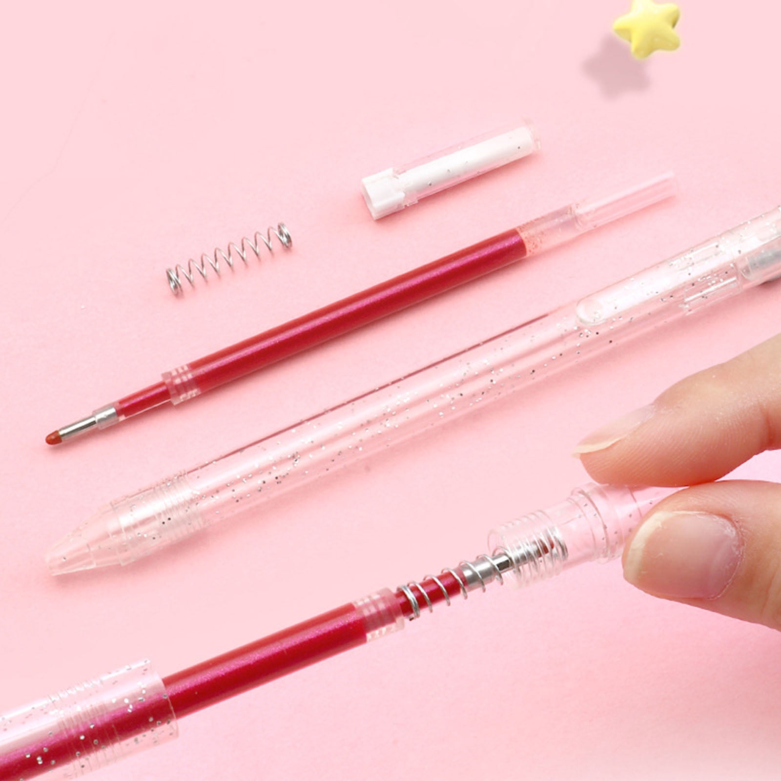 Retractable Colored Gel Pen 1.0MM Glittering Gel Inks Pen Metallic Highlighter for Scrapbooking Journal Planner Notebook