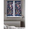 thumbnail image 5 of Navy Blue Flowers Tier Curtains 45 Inch Length,Sheer Curtains for Bedroom Living Room Window Spring Vintage Floral Leaves Farmhouse Small Half Window Kitchen Curtains & Drapes 27.5"x45" 2 Panels, 5 of 6