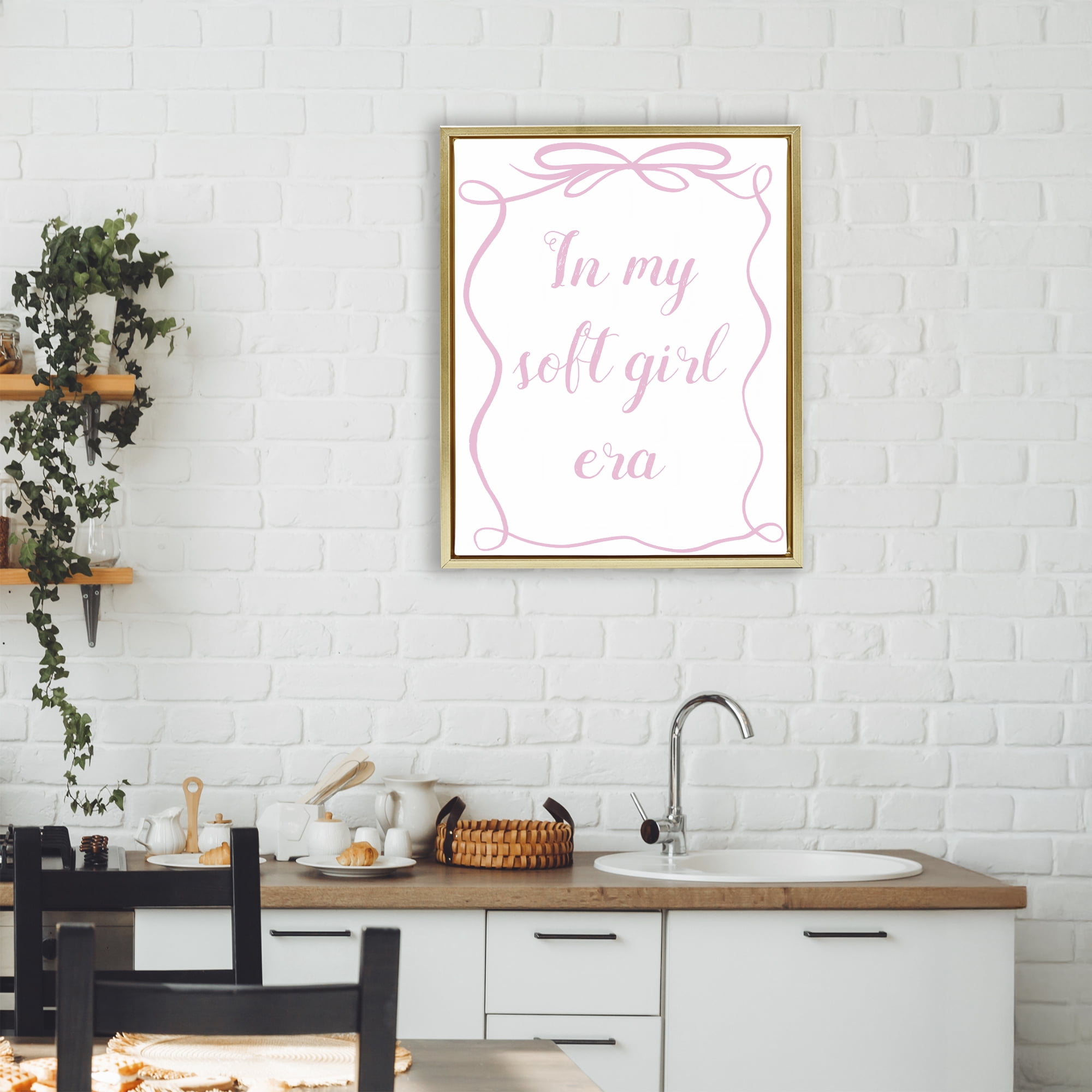 Stupell Industries In My Soft Girl Era Gold Framed Floater Canvas Wall Art, design by Lucille Price