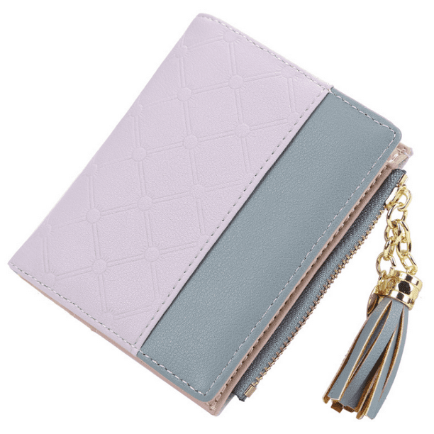 Women s Wallet Ladies Purse Tassels PU Leather Multi Slots Short Money Bag Slim Card Holder Purse for Girls with Rabbit Shaped Metal Tassels Pendant