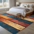 thumbnail image 5 of Area Rug 72×108in, Vintage Orange Blue Wood Board Floor Carpet Living Room Rug, Retro Gradient Wood Grain Non-Slip Welcome Mat Indoor Rugs for Bedroom Dining Room, 5 of 9