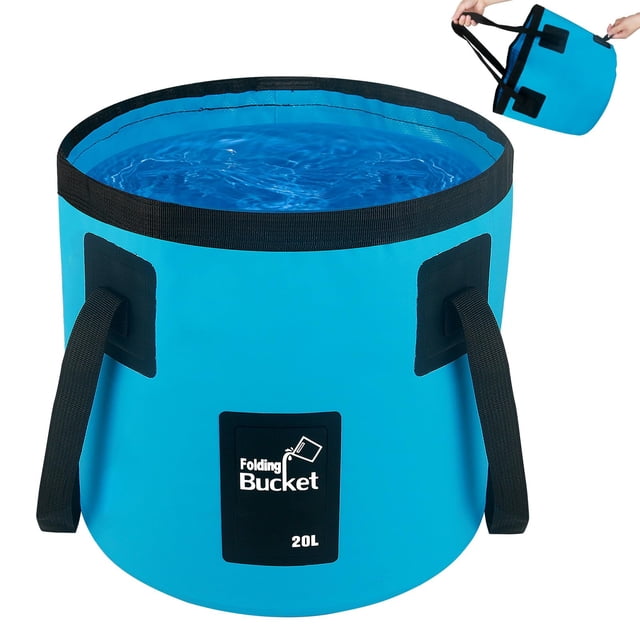 Cubo plegable BIDFUL de 5 galones con asa para acampar, etc.