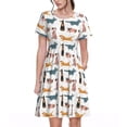 thumbnail image 1 of Bixox Robe d'Été à Manches Courtes pour Femmes Robe Ample Longueur Genou avec Poches-Chien Carlin, 1 of 7