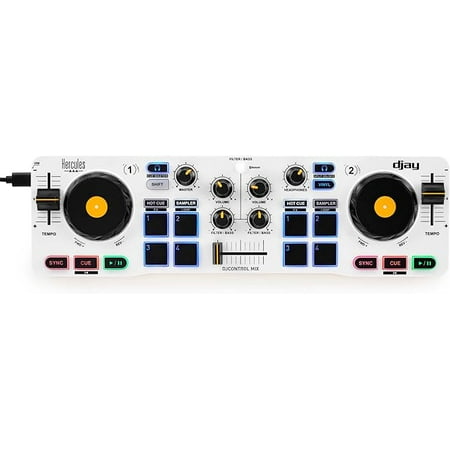 Open Box Hercules DJControl Mix – Bluetooth Wireless DJ Controller – dJay app – 2 Decks