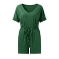 thumbnail image 6 of Baqcunre One Piece Jumpsuit,V Neck Loose Short Sleeve Jumpsuits Elastic Waist Outfits with Pockets,Pants for Women Womens Jumpsuit Jumpsuits for Women Womens Clothes Purple M, 6 of 7