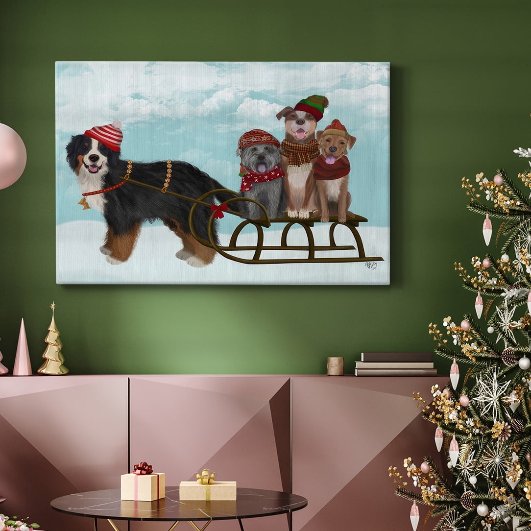 Christmas Mutt Sled- Gallery Wrapped Canvas