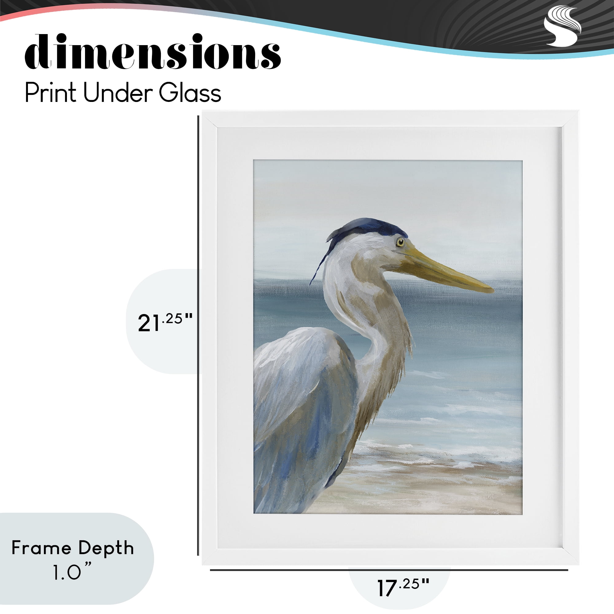 Stupell Industries Right Gazing Heron White Framed Print Under Glass, design by Nan