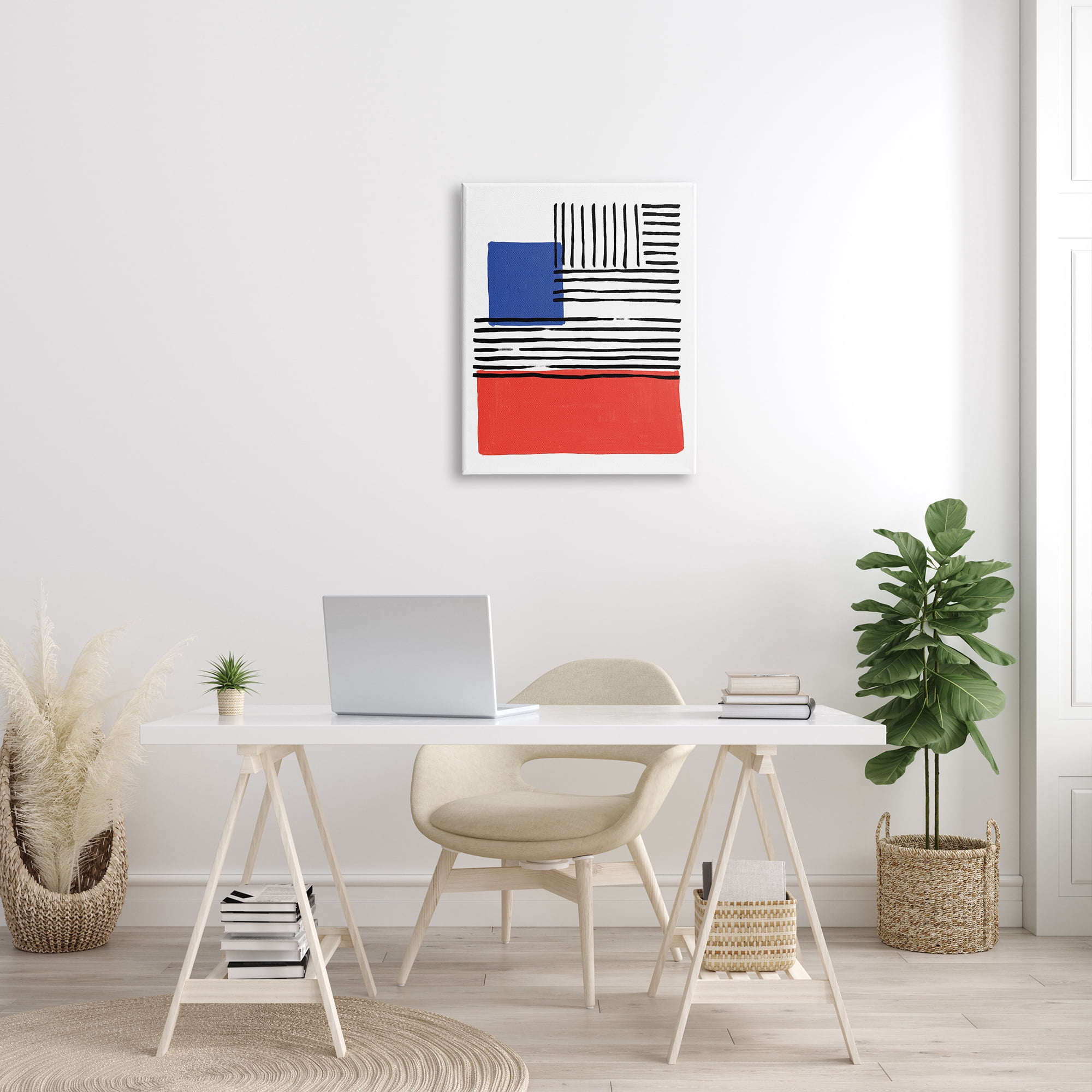 Stupell Industries Abstract Geometric Red Blue Blocks Bold Lines, 24 x 30, Designed by Alison Tauber
