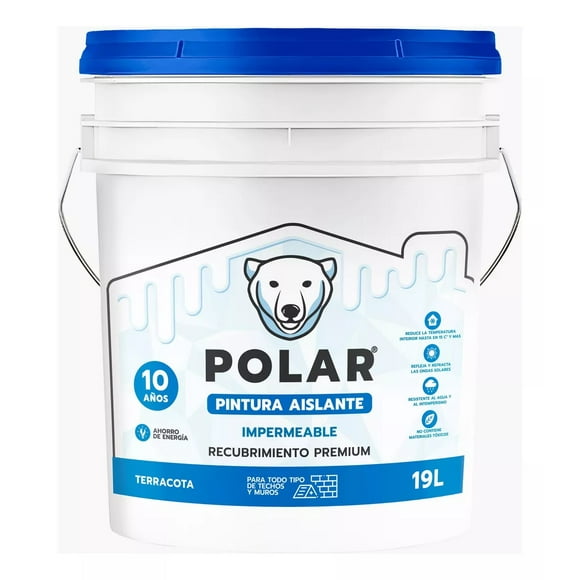 Polar Pintura Super Aislante 40m2 a dos manos Frío/Calor/Ruidos Terracota Satinado 19L