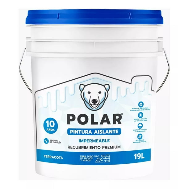 Polar Pintura Super Aislante 40m2 a dos manos Frío/Calor/Ruidos Terracota Satinado 19L