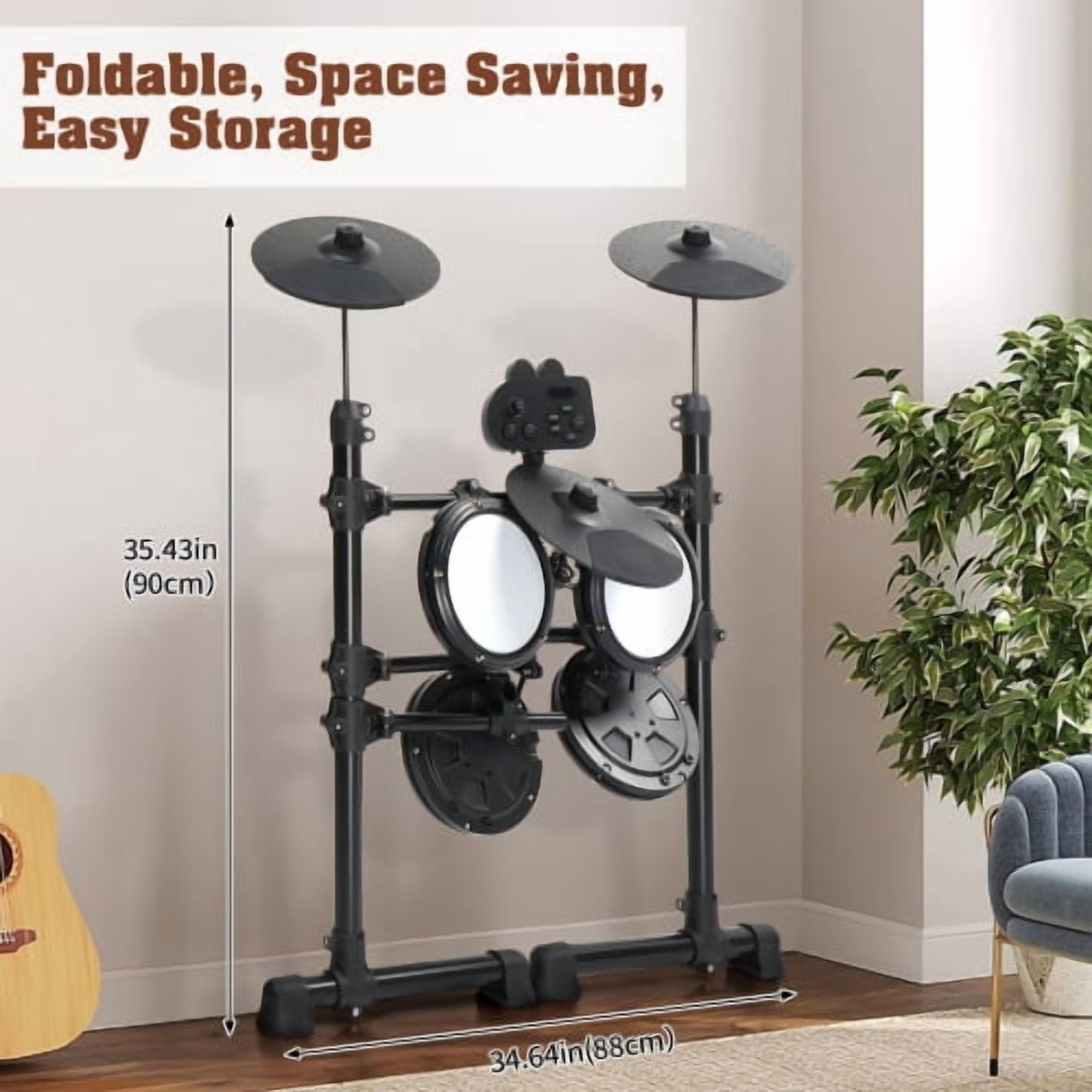 Ktaxon Electronic Drum Set for Beginner with 4 x 7in Drum Pads, 3x 10in Cymbals, 150  Sounds, Drum Module, Headphones, Drumsticks
