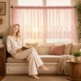 thumbnail image 7 of THOPBPRK Lace Kitchen Cafe Curtains Rod Pocket Sheer Curtains Fresh Small Window Short Drapes Delicate Light Filtering Voile Valances for Bathroom Living Room and RV Window , 1Pack Dark Green, 7 of 7