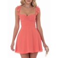 thumbnail image 3 of Women Y2k Mini Dress Ruffle Strap Short Formal Grad Dress Lace Up Backless A Line College Dresses Pink M, 3 of 7