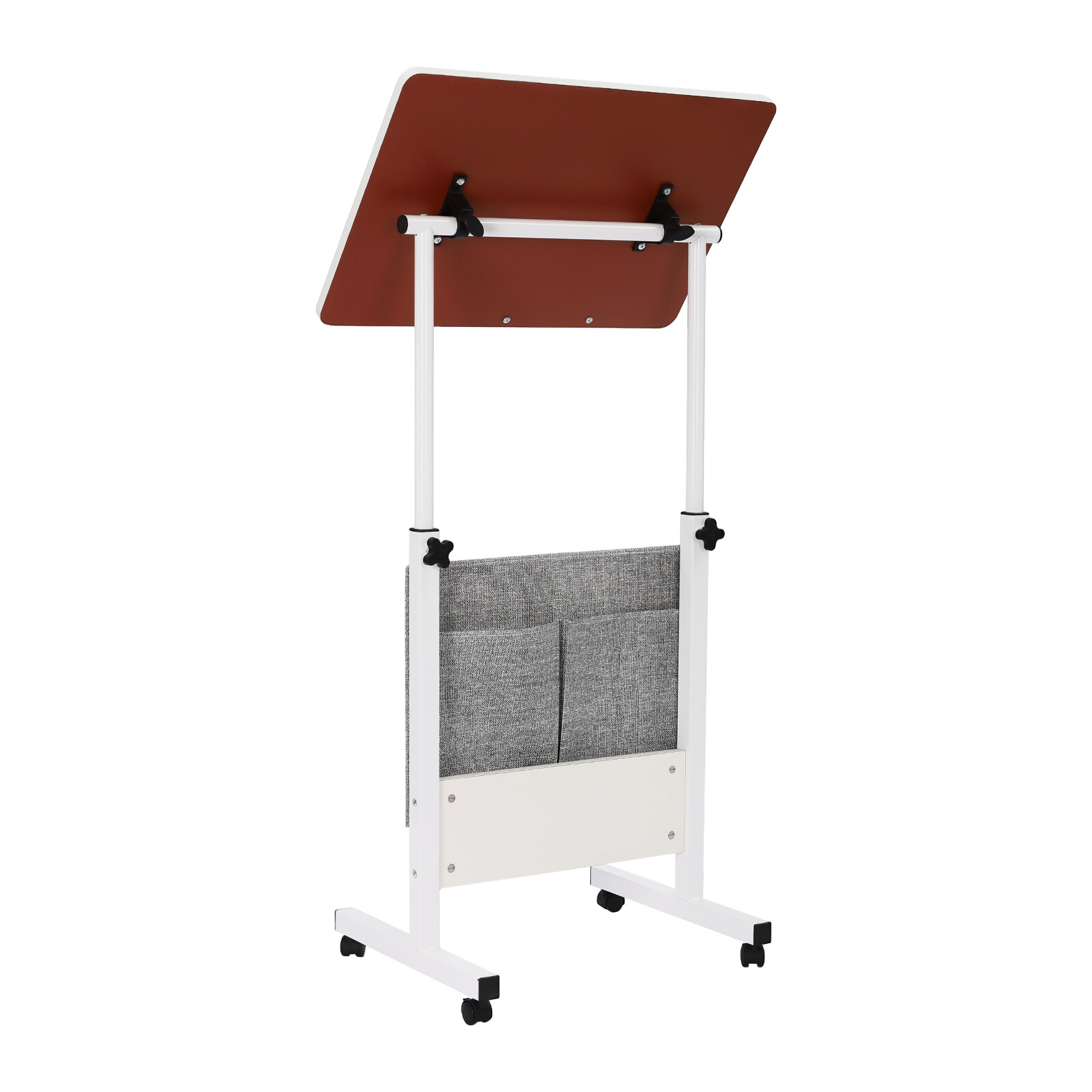 24*16in Portable Laptop Desk Rolling Computer Stand Floor Mounted Adjustable Height Standing Desk with Protective Covers