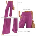 thumbnail image 4 of Pantalones casuales elásticos para damas: para uso diario y estilo playero, talla S, pantalones de pierna ancha y cintura alta de color rojo rosa, 4 of 5