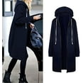 thumbnail image 3 of Style Sortie Automne Hiver Femmes Chaud à Fermeture Éclair Ouvert Boîte de Nuit Long Manteau Veste Hauts Vêtements de Sortie Chandail à Capuchon Vêtements de Sortie Chandail à Capuche TG, 3 of 6