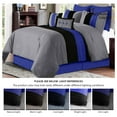 thumbnail image 5 of Loft 8-Piece King Comforter Set, Gray/Blue/Black Luxury Striped Bedding for All Season, 5 of 9