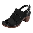 thumbnail image 6 of Rokment Women's Platform Gladiator High Heels Dressy Sandals for Woman 2026 Summer Fashionable Leather Casual Fish Mouth Peep Toe Chunky Block Heeled Slingback Dress Pumps Ladies B Size 6, 6 of 7