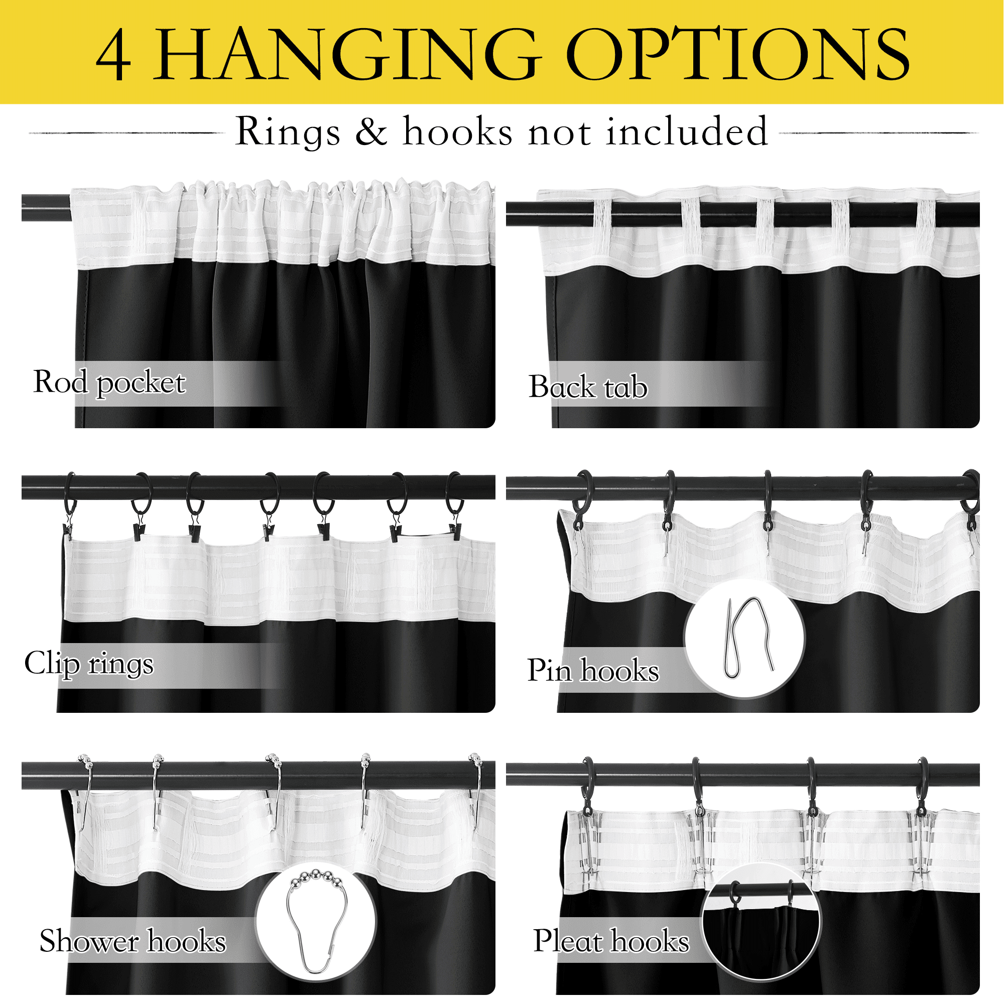 NICETOWN Black Blackout Curtains for Bedroom, Pinch Pleated Room Darkening Thermal Insulated Noise Reducing Privacy Window Drapes for Dining Room, 52"x95", 2 Panels