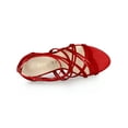 thumbnail image 5 of BLISSFUL STEP Women's Shoes Strappy Lace Up Open Toe Stiletto High Heel Dress Sandals  Red 5, 5 of 8